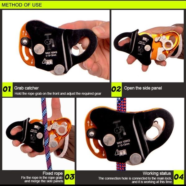 XINDA EN567 Outdoor Rock Climbing Aerial Work Anti-fall Rope Gripper for 8-13mm Diameter Rope - Image 6