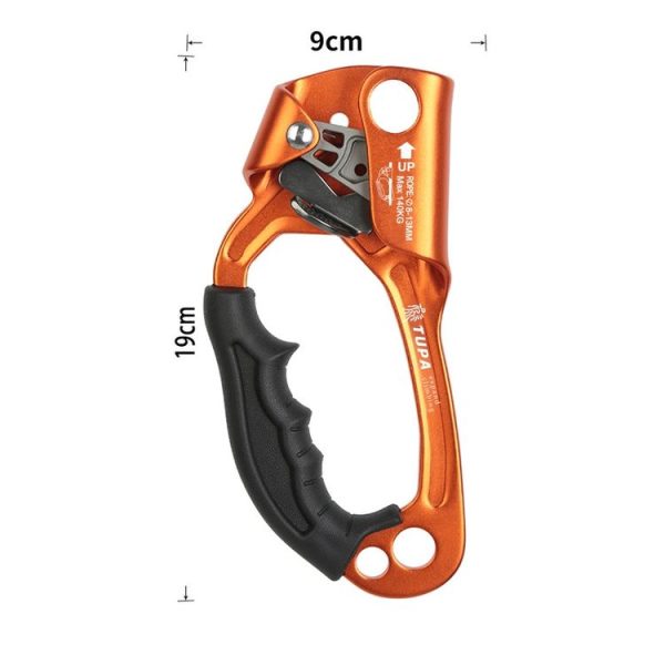 XINDA TP-8606 Outdoor Rock Climbing Aerial Work Anti-fall Handheld Rope Gripper for 8-12mm Diameter Rope left (Orange) - Image 2