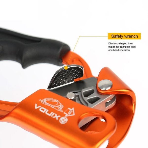 XINDA TP-8606 Outdoor Rock Climbing Aerial Work Anti-fall Handheld Rope Gripper for 8-12mm Diameter Rope left (Orange) - Image 6