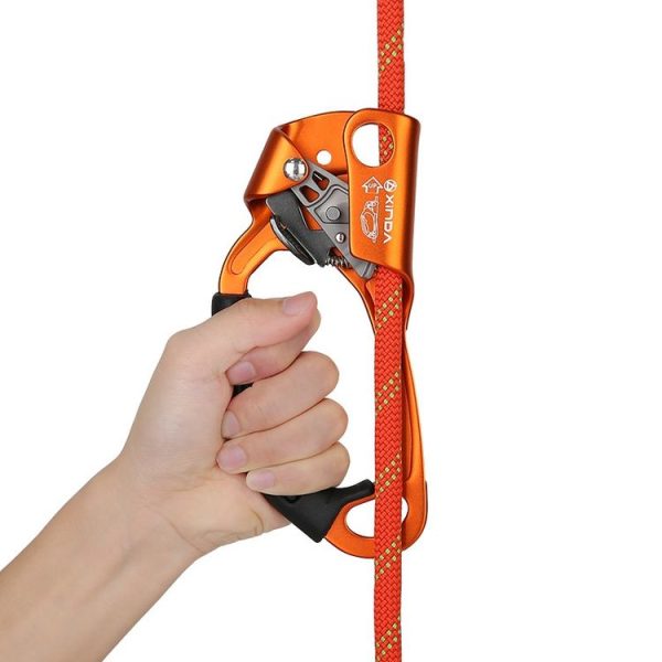 XINDA TP-8606 Outdoor Rock Climbing Aerial Work Anti-fall Handheld Rope Gripper for 8-12mm Diameter Rope left (Orange) - Image 7