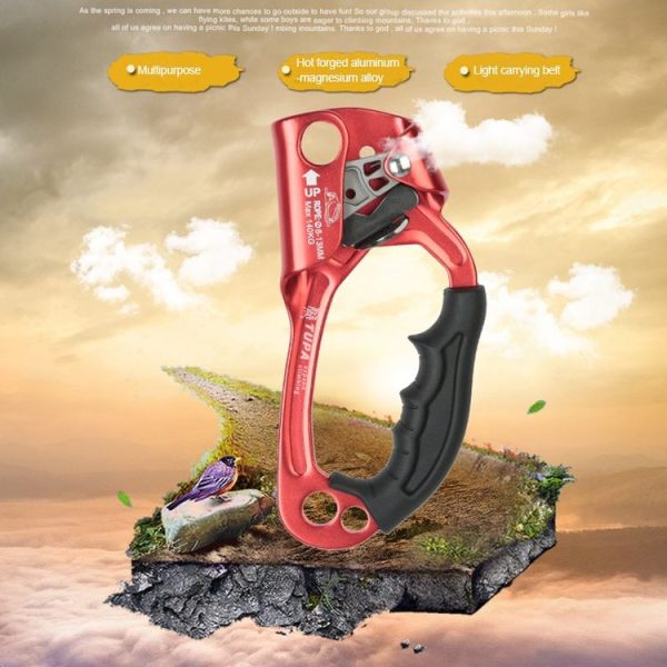 XINDA TP-8606 Outdoor Rock Climbing Aerial Work Anti-fall Handheld Rope Gripper for 8-12mm Diameter Rope left (Orange) - Image 8