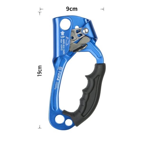 XINDA TP-8606 Outdoor Rock Climbing Aerial Work Anti-fall Handheld Rope Gripper for 8-12mm Diameter Rope Right (Blue) - Image 2