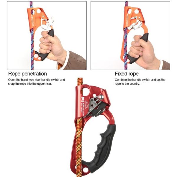 XINDA TP-8606 Outdoor Rock Climbing Aerial Work Anti-fall Handheld Rope Gripper for 8-12mm Diameter Rope Right (Blue) - Image 5