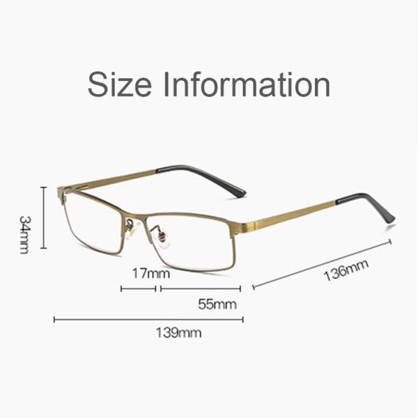 Dual-purpose Photochromic Presbyopic Glasses, +3.50D (Gold) - Image 4