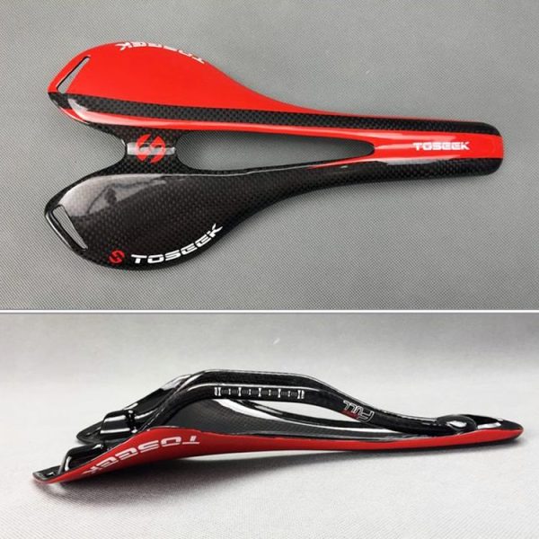 TOSEEK Road Bike Carbon Fiber Seat Bicycle Hollow Seat Saddle, 3K Texture + Light (Blue) - Image 4