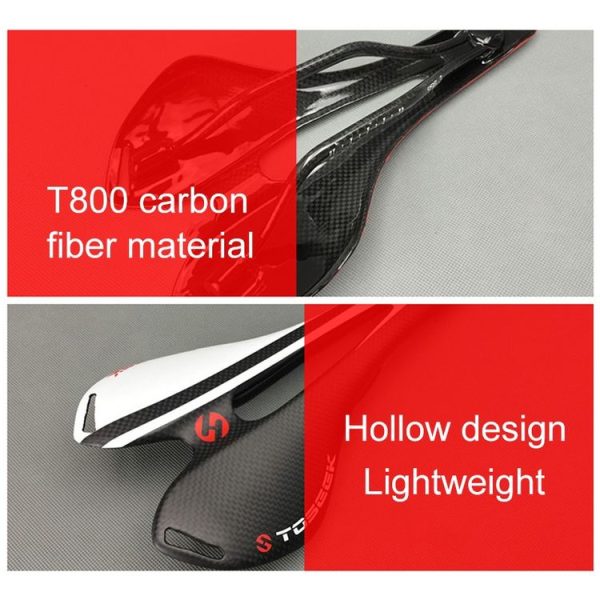 TOSEEK Road Bike Carbon Fiber Seat Bicycle Hollow Seat Saddle, 3K Texture + Light (Blue) - Image 5