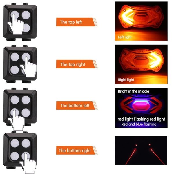 KXK-03 Bicycle Smart Remote Control Laser Turn Signal Tail Light Warning Brake Light (White) - Image 4