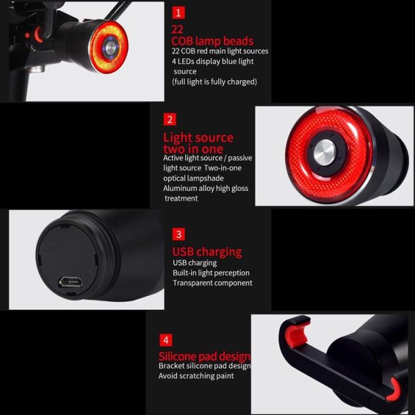Antusi Q5 Bicycle Rear Light Automatic Brake Induction Taillight - Image 14