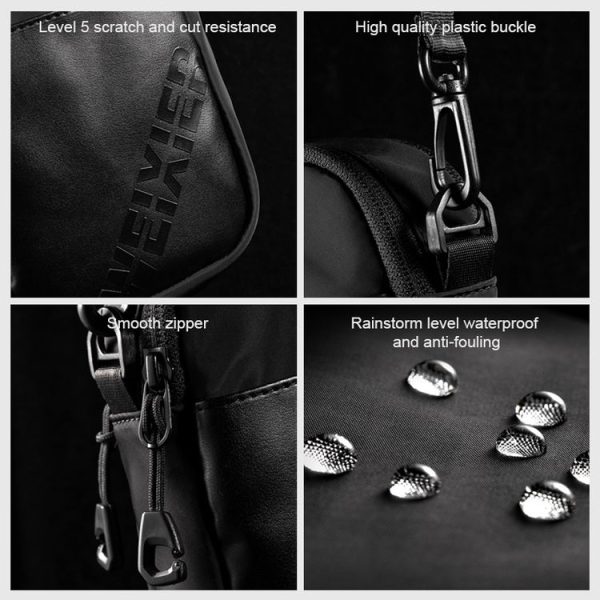 WEIXIER 9545 Men Outdoor Casual Leather Crossbody Bag Waterproof Waist Bag (Grey) - Image 11
