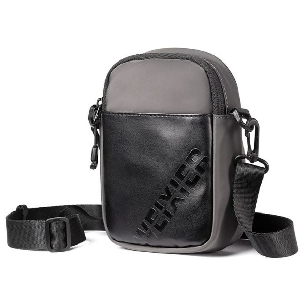 WEIXIER 9545 Men Outdoor Casual Leather Crossbody Bag Waterproof Waist Bag (Grey) - Image 2