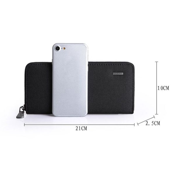 KAKA Men Long Wallet Oxford Cloth Hand Bag Simple Fashion Student Wallet (Black) - Image 3