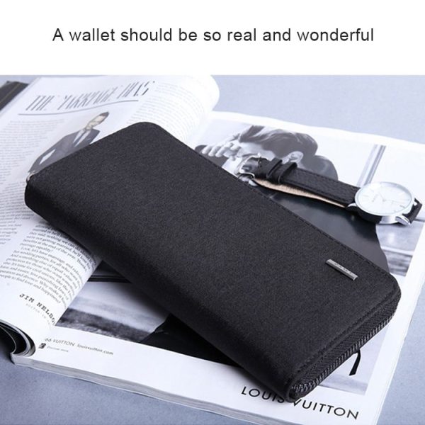 KAKA Men Long Wallet Oxford Cloth Hand Bag Simple Fashion Student Wallet (Black) - Image 5