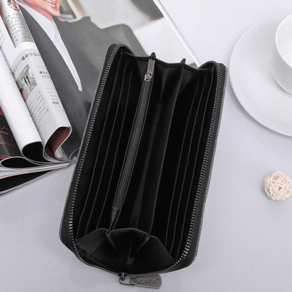 KAKA Men Long Wallet Oxford Cloth Hand Bag Simple Fashion Student Wallet (Black) - Image 6