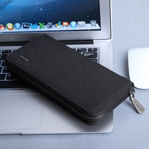 KAKA Men Long Wallet Oxford Cloth Hand Bag Simple Fashion Student Wallet (Black) - Image 7