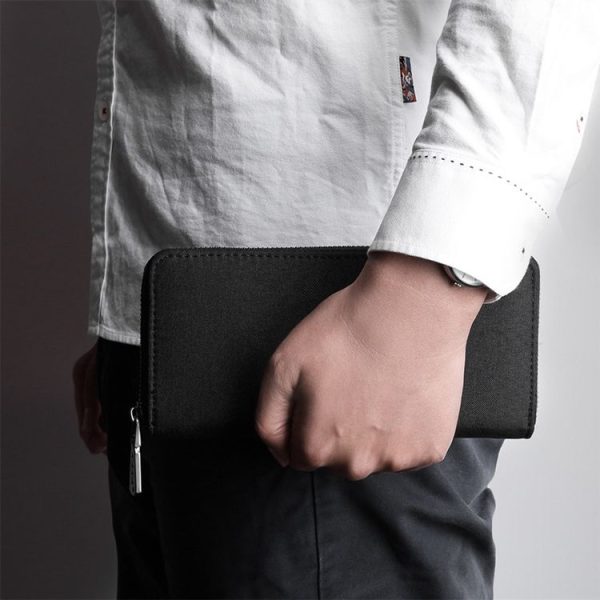 KAKA Men Long Wallet Oxford Cloth Hand Bag Simple Fashion Student Wallet (Black) - Image 9