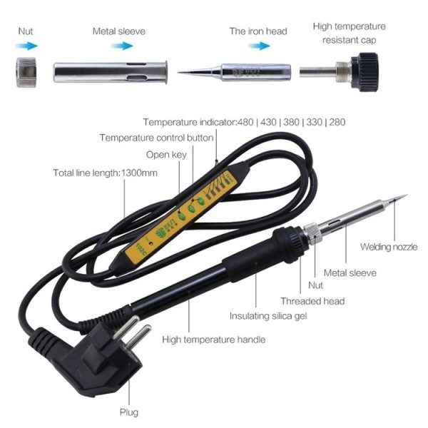 BEST Adjustable Temperature Electric Soldering Iron Welding Solder Station Heat Pencil, EU Plug - Image 4