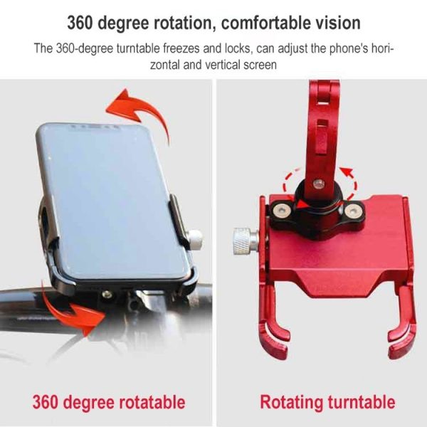 BIKERSAY MP008 Bike Motorcycle Aluminum Alloy Phone Holder Handlebar Clips (Red) - Image 3