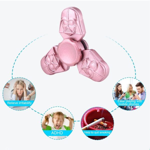 Fidget Spinner Toy Stress Reducer Anti-Anxiety Toy for Children and Adults, About 4 Minutes Rotation Time, Star Wars Darth Vader Shape Three Leaves (Rose Gold) - Image 10