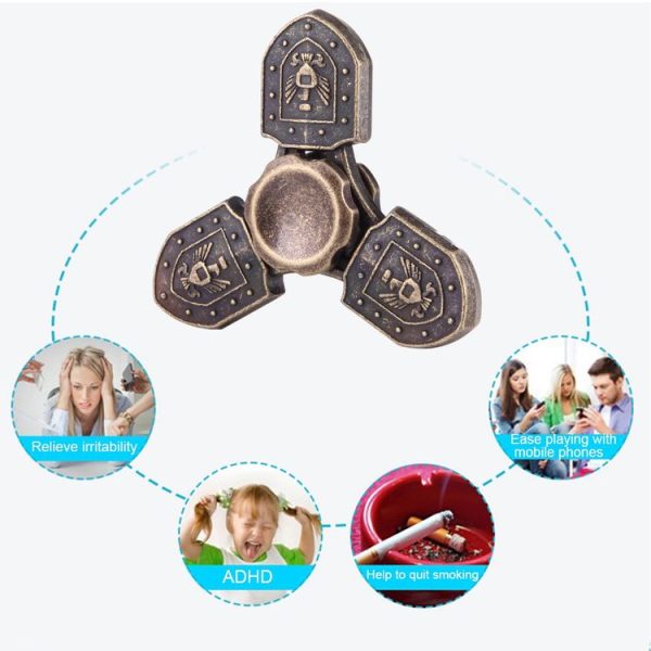 Fidget Spinner Toy Stress Reducer Anti-Anxiety Toy for Children and Adults, About 4 Minutes Rotation Time, Eagle Shield Shape Three Leaves (Bronze) - Image 10