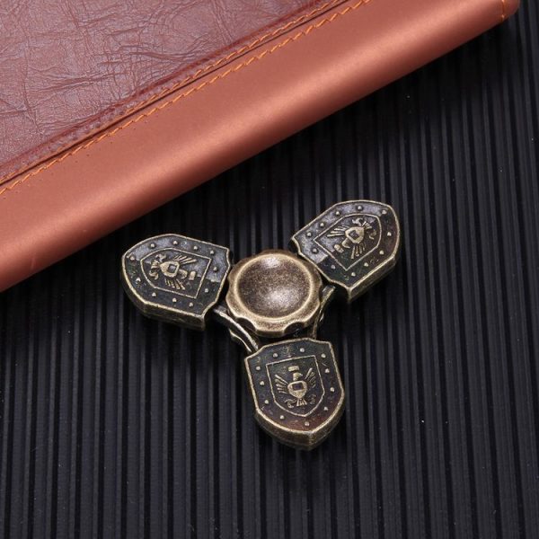 Fidget Spinner Toy Stress Reducer Anti-Anxiety Toy for Children and Adults, About 4 Minutes Rotation Time, Eagle Shield Shape Three Leaves (Bronze) - Image 3