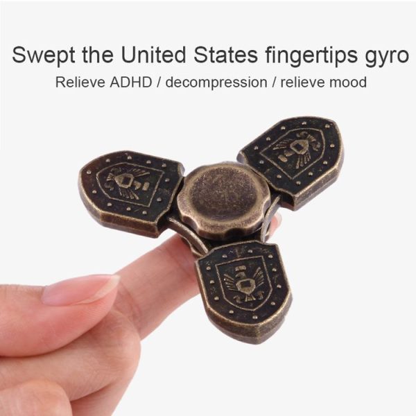 Fidget Spinner Toy Stress Reducer Anti-Anxiety Toy for Children and Adults, About 4 Minutes Rotation Time, Eagle Shield Shape Three Leaves (Bronze) - Image 5