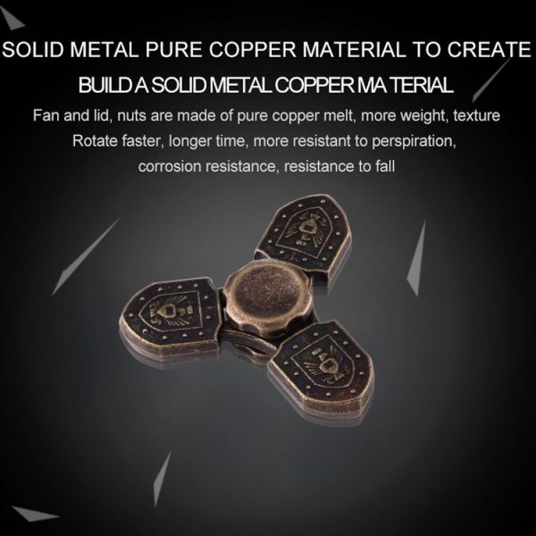 Fidget Spinner Toy Stress Reducer Anti-Anxiety Toy for Children and Adults, About 4 Minutes Rotation Time, Eagle Shield Shape Three Leaves (Bronze) - Image 6