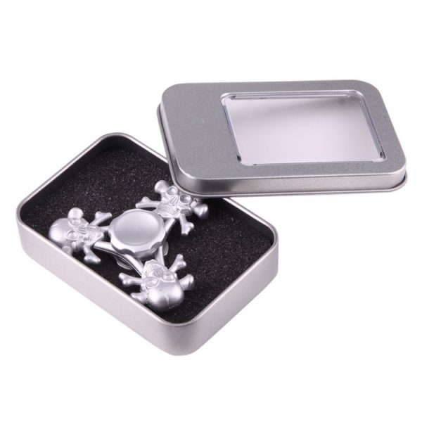 Fidget Spinner Toy Stress Reducer Anti-Anxiety Toy for Children and Adults, About 4 Minutes Rotation Time, Skull Shape Three Leaves (Silver) - Image 9