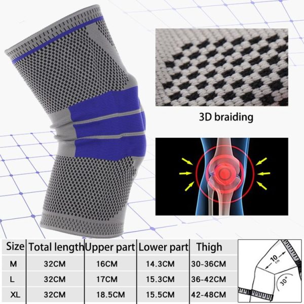 Outdoor Fitness Mountaineering Knit Protection Silicone Anti - collision Spring Support Sports Knee Protector, Size: M (Black) - Image 11