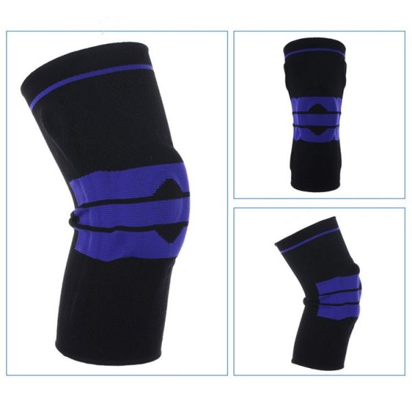 Outdoor Fitness Mountaineering Knit Protection Silicone Anti - collision Spring Support Sports Knee Protector, Size: M (Black) - Image 2