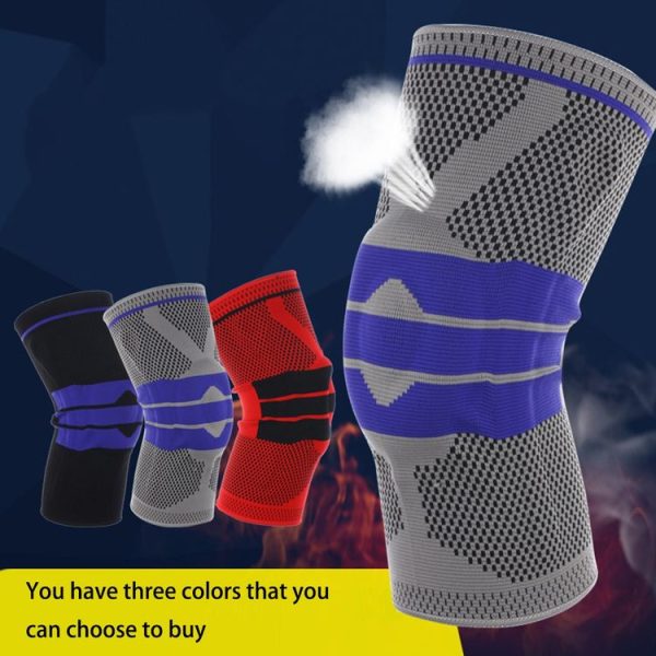 Outdoor Fitness Mountaineering Knit Protection Silicone Anti - collision Spring Support Sports Knee Protector, Size: M (Black) - Image 3