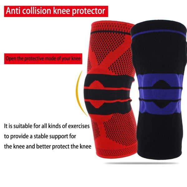 Outdoor Fitness Mountaineering Knit Protection Silicone Anti - collision Spring Support Sports Knee Protector, Size: M (Black) - Image 9