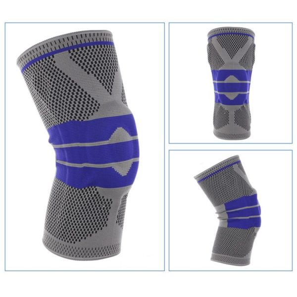 Outdoor Fitness Mountaineering Knit Protection Silicone Anti - collision Spring Support Sports Knee Protector, Size: XL (Light Grey) - Image 2