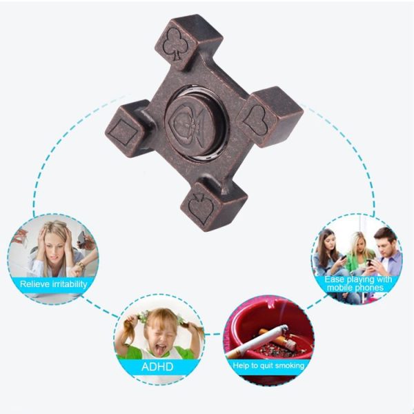 Fidget Spinner Toy Stress Reducer Anti-Anxiety Toy, About 1.5 Minutes Rotation Time, Small Steel Beads Bearing, Poker Four Leaves - Image 8
