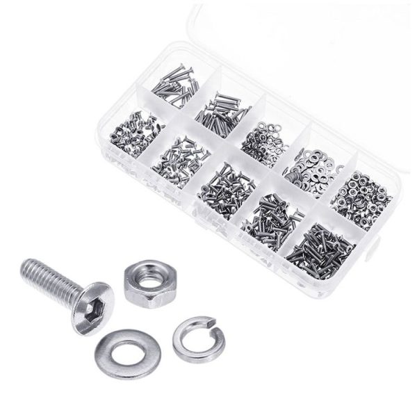 600 PCS M2 304 Stainless Steel Hex Socket Flat Head Screw Washer Nut Kit - Image 2