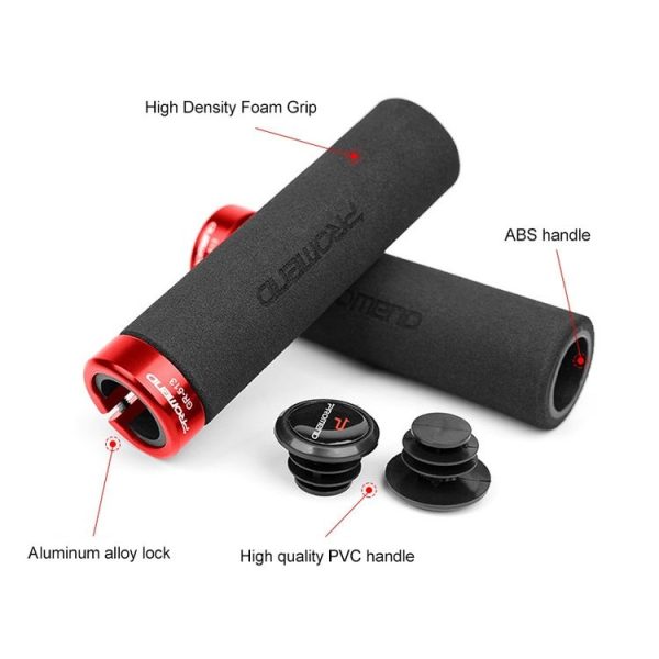 PROMEND GR-513 1 Pair Bicycle Antiskid Sweat-absorbing Sponge Grips Cover (Black Red) - Image 3