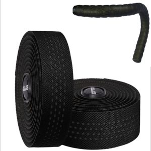 ZTTO Road Bike Handle Bar Tape Non-slip Anti-Vibration PU Leather Breathable Wear-resisting (Black)