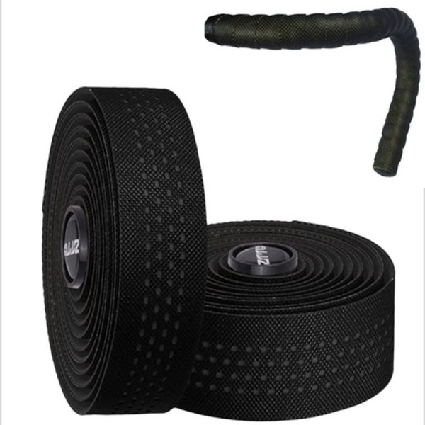 ZTTO Road Bike Handle Bar Tape Non-slip Anti-Vibration PU Leather Breathable Wear-resisting (Black)