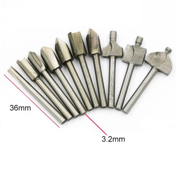 10pcs / Set Woodworking Electricity Rapid Steel Trimmer Engraving Machine Grinding Knife Grooving Cutter - Image 3