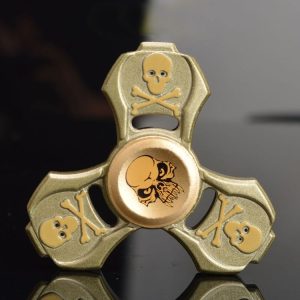 Fidget Spinner Toy Stress Reducer Anti-Anxiety Toy for Children and Adults, 2-4 Minutes Rotation Time, Zinc Alloy Material, Embossed Skull (Army Green)