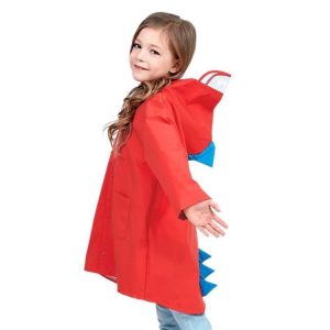 Cartoon Dinosaur Children Fashion Raincoat Size: S (Red)