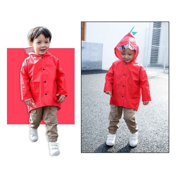 Cartoon Dinosaur Children Fashion Raincoat Size: S (Red) - Image 5