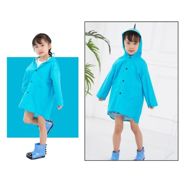 Cartoon Dinosaur Children Fashion Raincoat Size: L (Blue) - Image 5