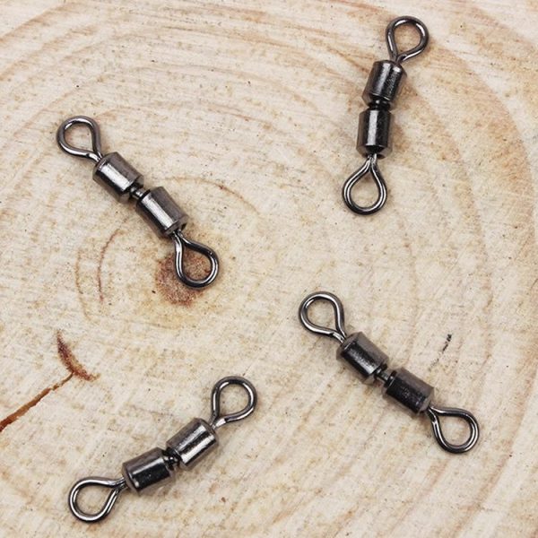 100 PCS 8 Word Shape Fishing Rolling Swivels Dual Rings Connector - Image 5