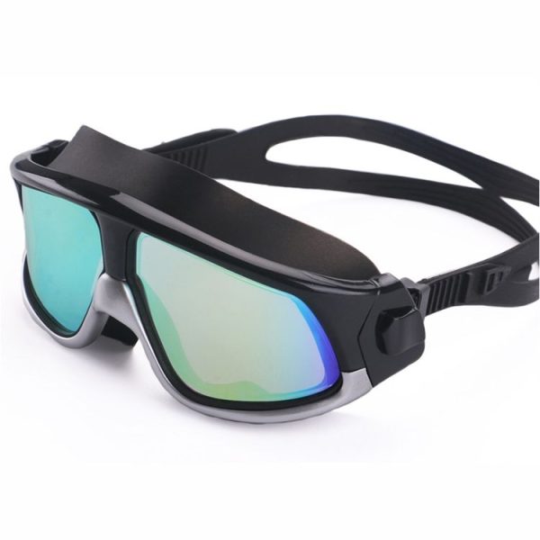 Colorful Large Frame Electroplating Anti-fog Silicone Swimming Goggles for Adults (Silver + Black) - Image 3