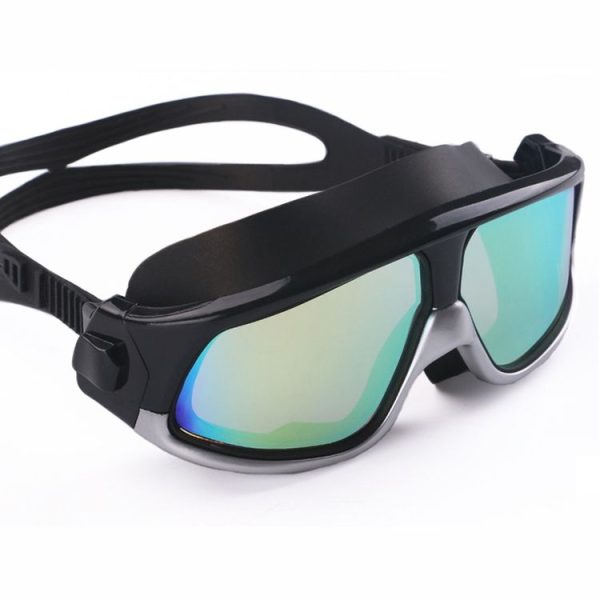 Colorful Large Frame Electroplating Anti-fog Silicone Swimming Goggles for Adults (Silver + Black) - Image 4