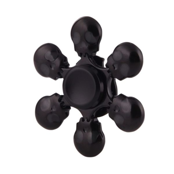Fidget Spinner Toy Stress Reducer Anti-Anxiety Toy, About 3 Minutes Rotation Time, Skull Shape Six Leaves