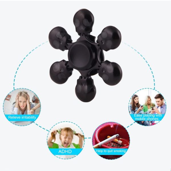 Fidget Spinner Toy Stress Reducer Anti-Anxiety Toy, About 3 Minutes Rotation Time, Skull Shape Six Leaves - Image 11