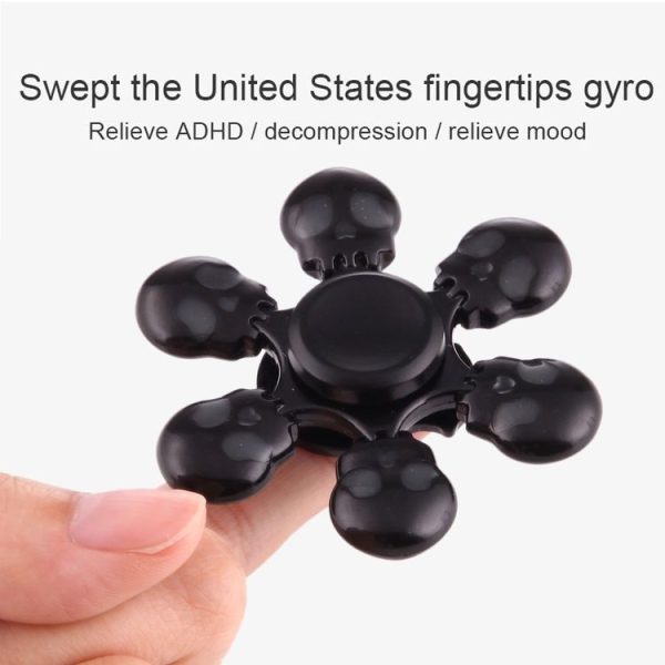 Fidget Spinner Toy Stress Reducer Anti-Anxiety Toy, About 3 Minutes Rotation Time, Skull Shape Six Leaves - Image 7