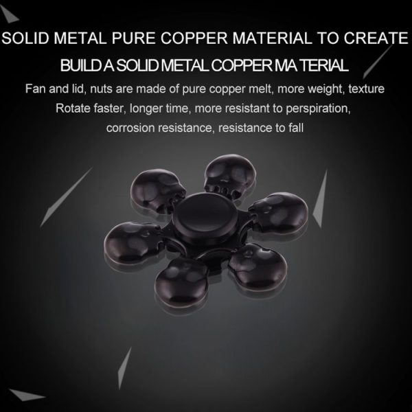 Fidget Spinner Toy Stress Reducer Anti-Anxiety Toy, About 3 Minutes Rotation Time, Skull Shape Six Leaves - Image 8