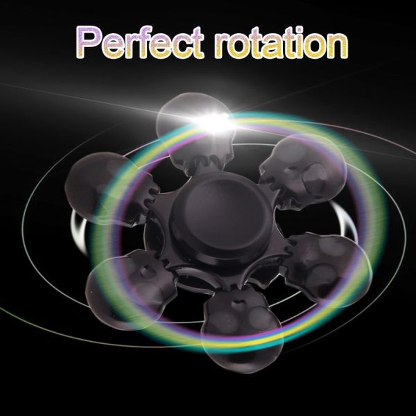 Fidget Spinner Toy Stress Reducer Anti-Anxiety Toy, About 3 Minutes Rotation Time, Skull Shape Six Leaves - Image 9